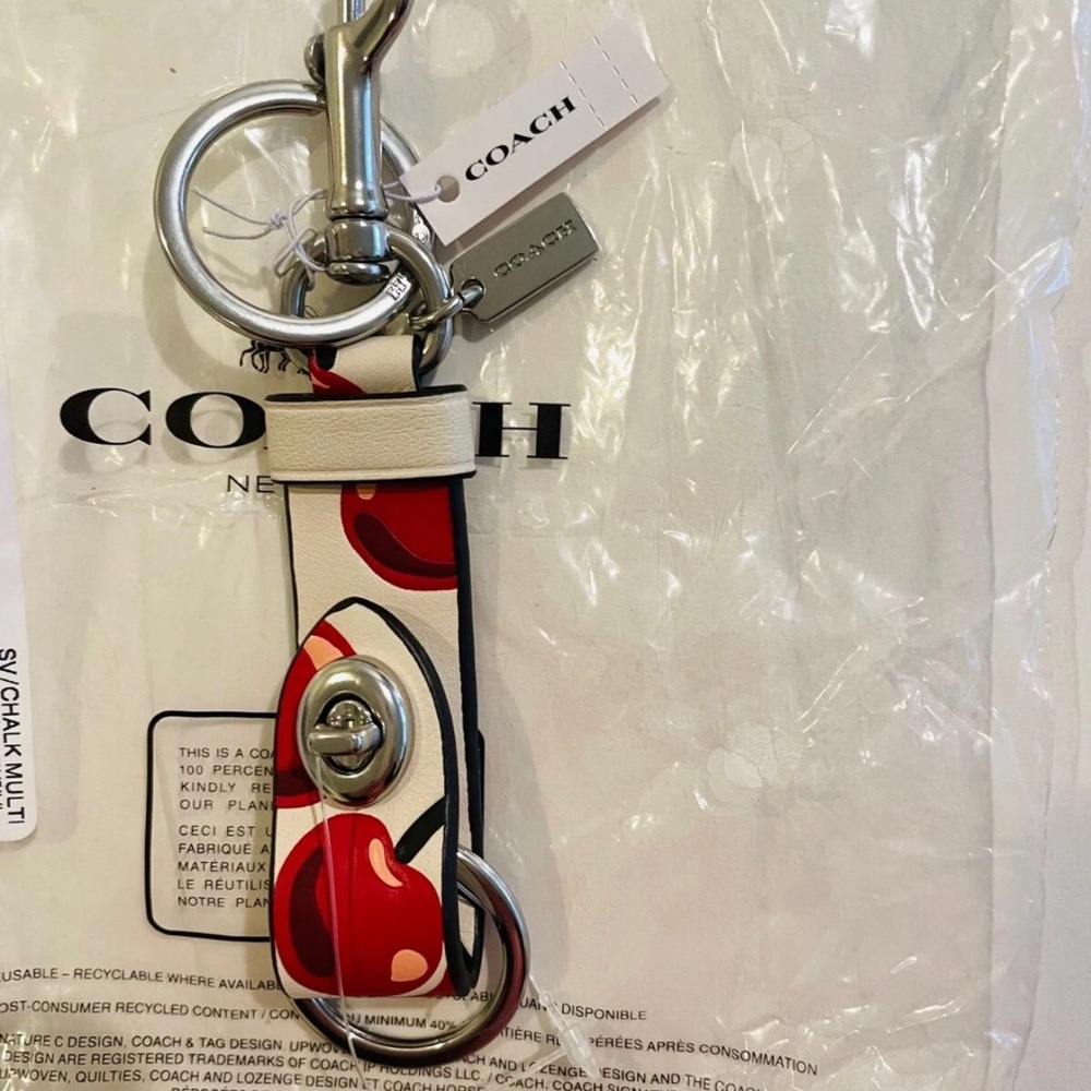 Coach Cherry Print Keychain with Silver Hardware - Picture 11 of 11